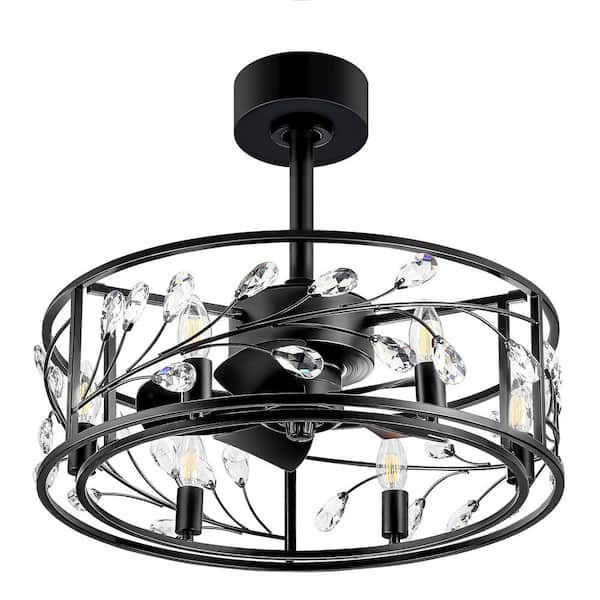 Twinkling 20 in. Indoor Black Ceiling Fans with Light Kit and Remote