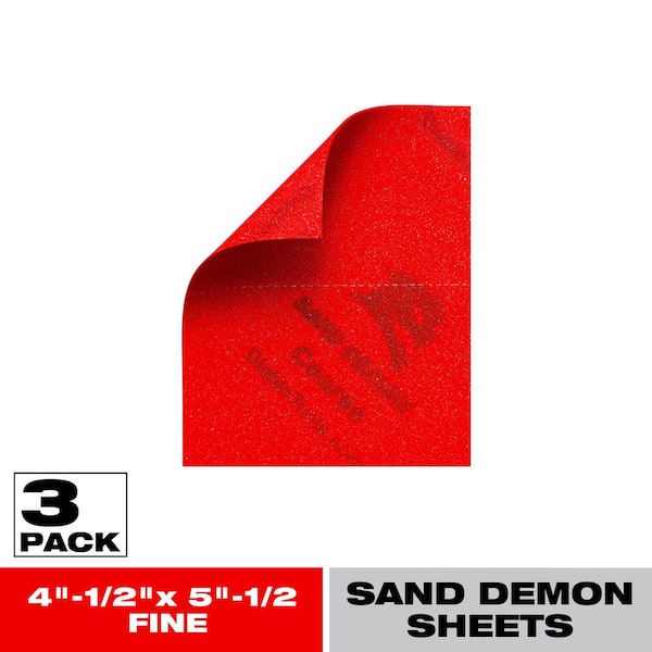 4-1/2 in. x 5-1/2 in. Sand Demon Fine Grit Double-Sided Reusable Hand Sanding Sheet (3-Pack)