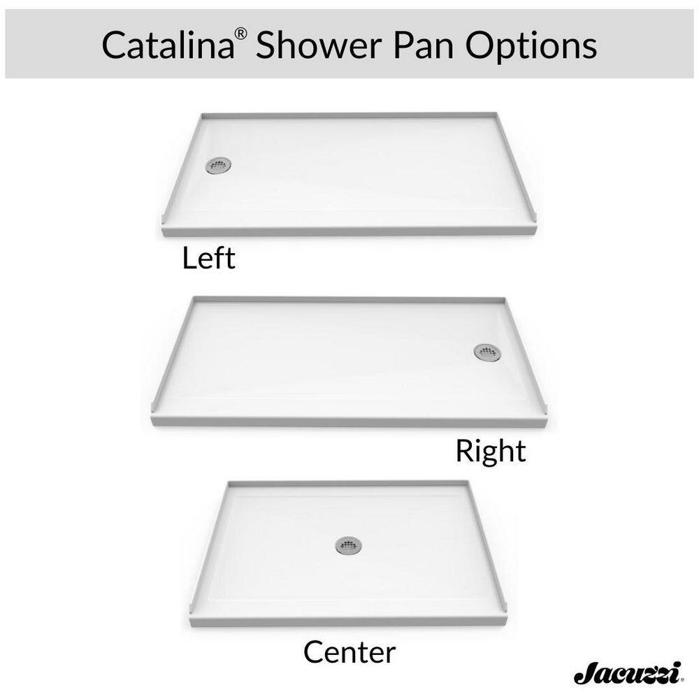 White Acrylic 60" x 36" Center Drain Shower Base