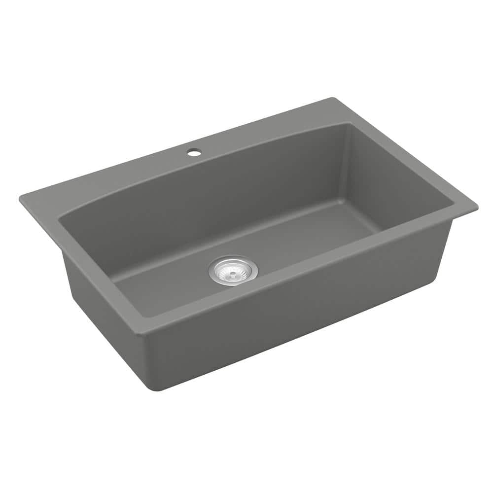 Gray Quartz Composite Single Bowl Kitchen Sink