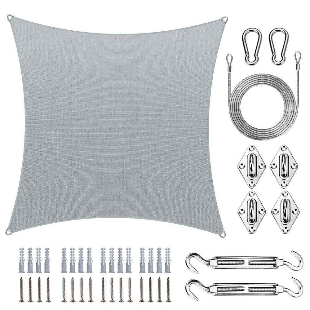 Pro Ring 20 ft. x 20 ft. Square Sun Shade Sail with Hardware Kit and Rope-Grey price history on PriceWatchPro