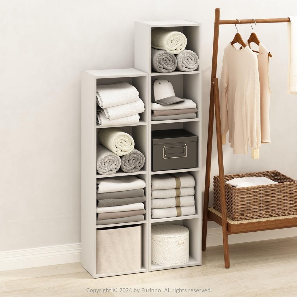 Furinno Reed 42 in. Tall White Wood 4-Shelf Bookcase N21047WH