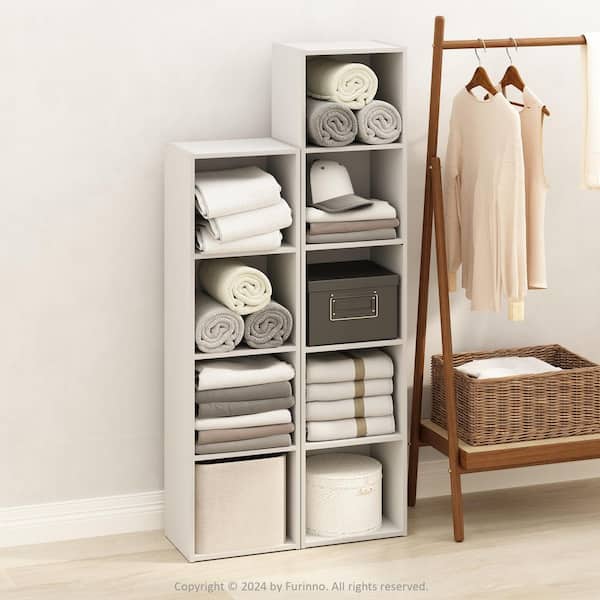 Furinno Reed 42 in. Tall White Wood 4-Shelf Bookcase