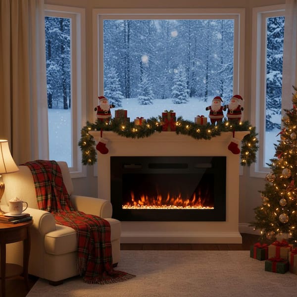 30 in. Wall Mounted/Embedded Automatic Constant Temperature Electric Fireplace Insert with 12-Flame Colors