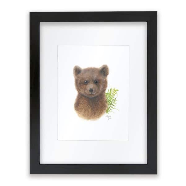 Unbranded Woodland Littles 2 "Bear" by Alyssa Lewis Individual Black Framed with Mat Animal Art Print 24 in. x 18 in.