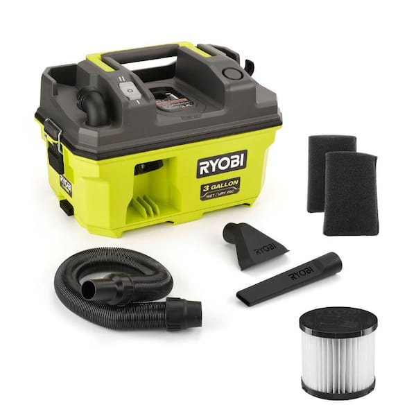 RYOBI ONE+ 18V LINK Cordless 3 Gal. Wet/Dry Vacuum (Tool Only) with Extra Filter and Foam Filter