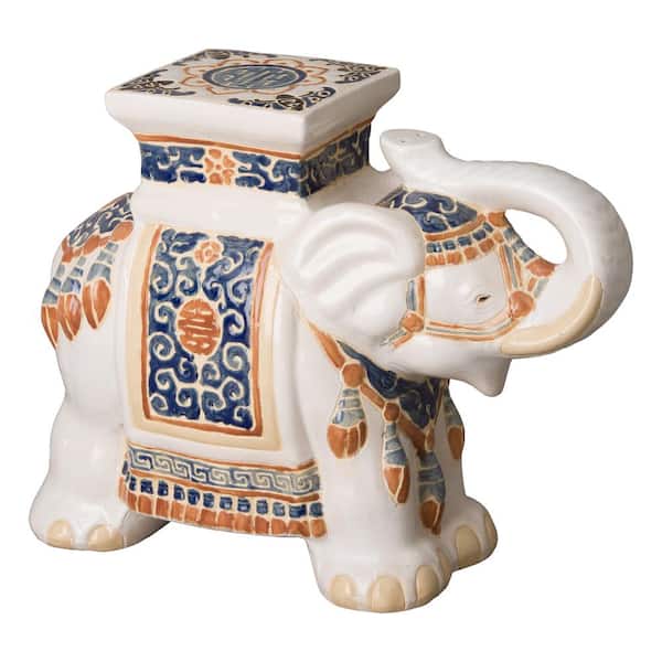 Emissary Elephant Beige Ceramic Indoor/Outdoor Garden Stool