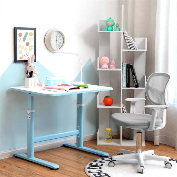 Grey Mesh Fabric Auto Lock Kids Chair with Armrests Height Adjustable 360° Swive