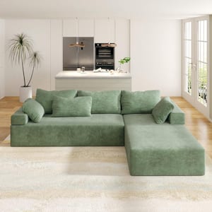 121.95 in. W Armless 3-piece Teddy Velvet Modular 6-Seater Free Combination Sectional Sofa in Black