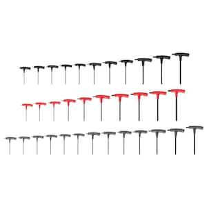 Flat End Hex and Star T-Handle Key Set, 34-Piece (5/64-3/8 in., 2-10 mm, T6-T50)