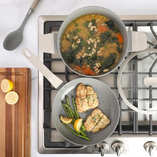 Ambrose 10 Piece Forged Aluminum Ceramic Nonstick Cookware Set in Grey