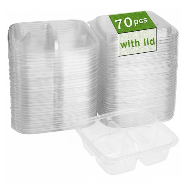 Plastic Meal Prep Food Containers with Lids 4-Compartment Snack Lunch Containers 70 Pack for Office Travel