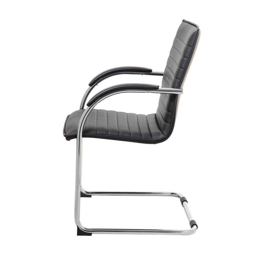 Luxurious Chrome Frame Black Vinyl Side Chair Set