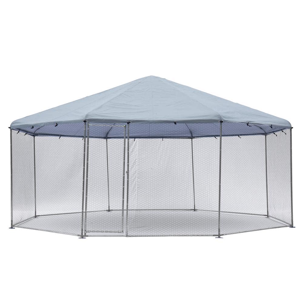 Tunearary 17.4 ft. x 9 ft. Hexagonal Large Metal Chicken Coop Oxford