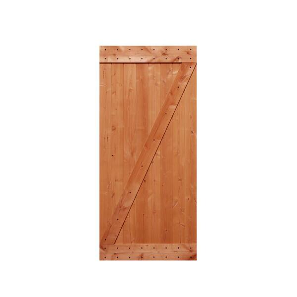 LUBANN 38 in. x 84 in. Ready-to-Assemble Z-Bar Knotty Alder Hardwood Interior Barn Door Slab with Sliding Door Hardware Kit