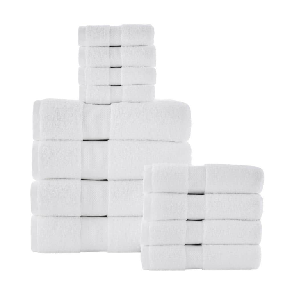 Ultra Plush Soft Cotton Bright White 12-Piece Bath Towel Set