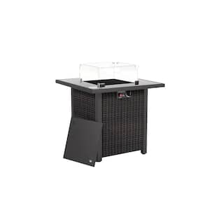 Erommy 44 Inch Outdoor Propane Fire Pit Table 50,000 BTU Gas Fire Pit Table,Wicker PE Rattan with Glass Wind Guard,Clear Glass Rocks,Cover- Brown Erommy 44 Inch Outdoor Propane Fire Pit Table 50,000 BTU Gas Fire Pit Table,Wicker PE Rattan with Glass Wind Guard,Clear Glass Rocks,Cover- Brown