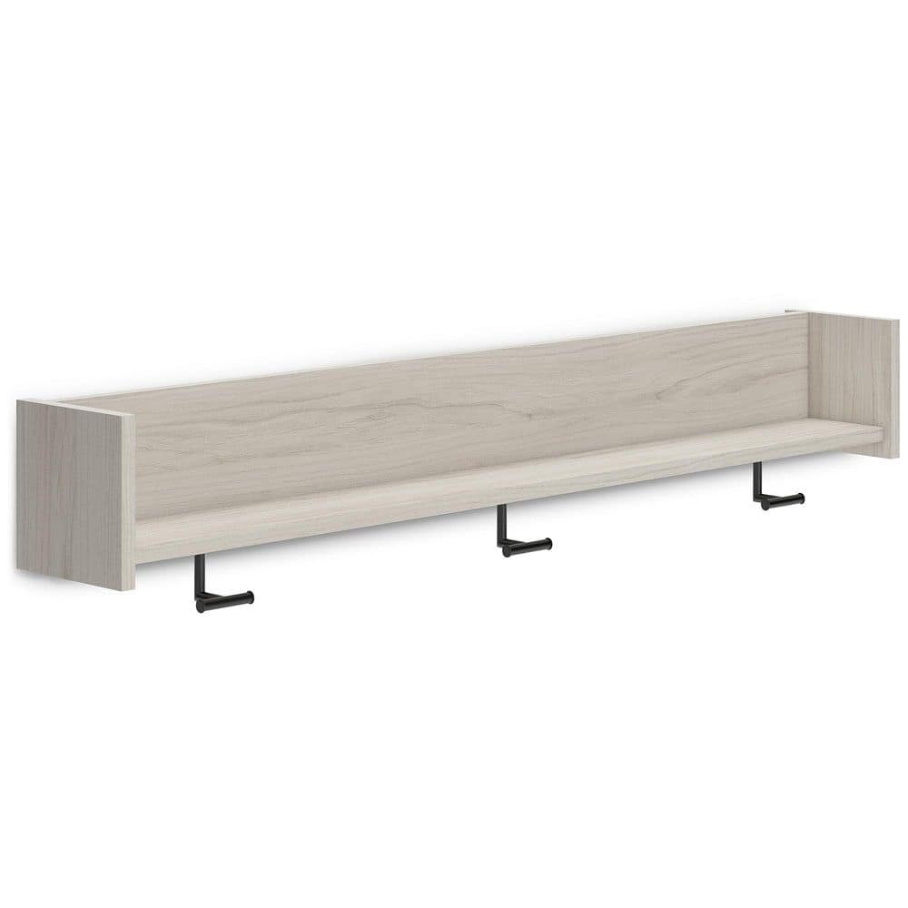 Socalle Brown Wall-Mounted Coat Rack with Shelf - thumbnail 4