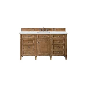 Brittany 60.0 in. W x 23.5 in. D x 34 in. H Bathroom Vanity in Saddle Brown with Ethereal Noctis Quartz Top