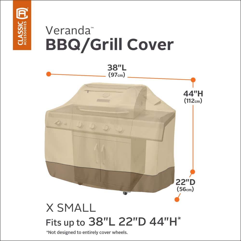 Tan and Brown Water-Resistant BBQ Grill Cover with Handles