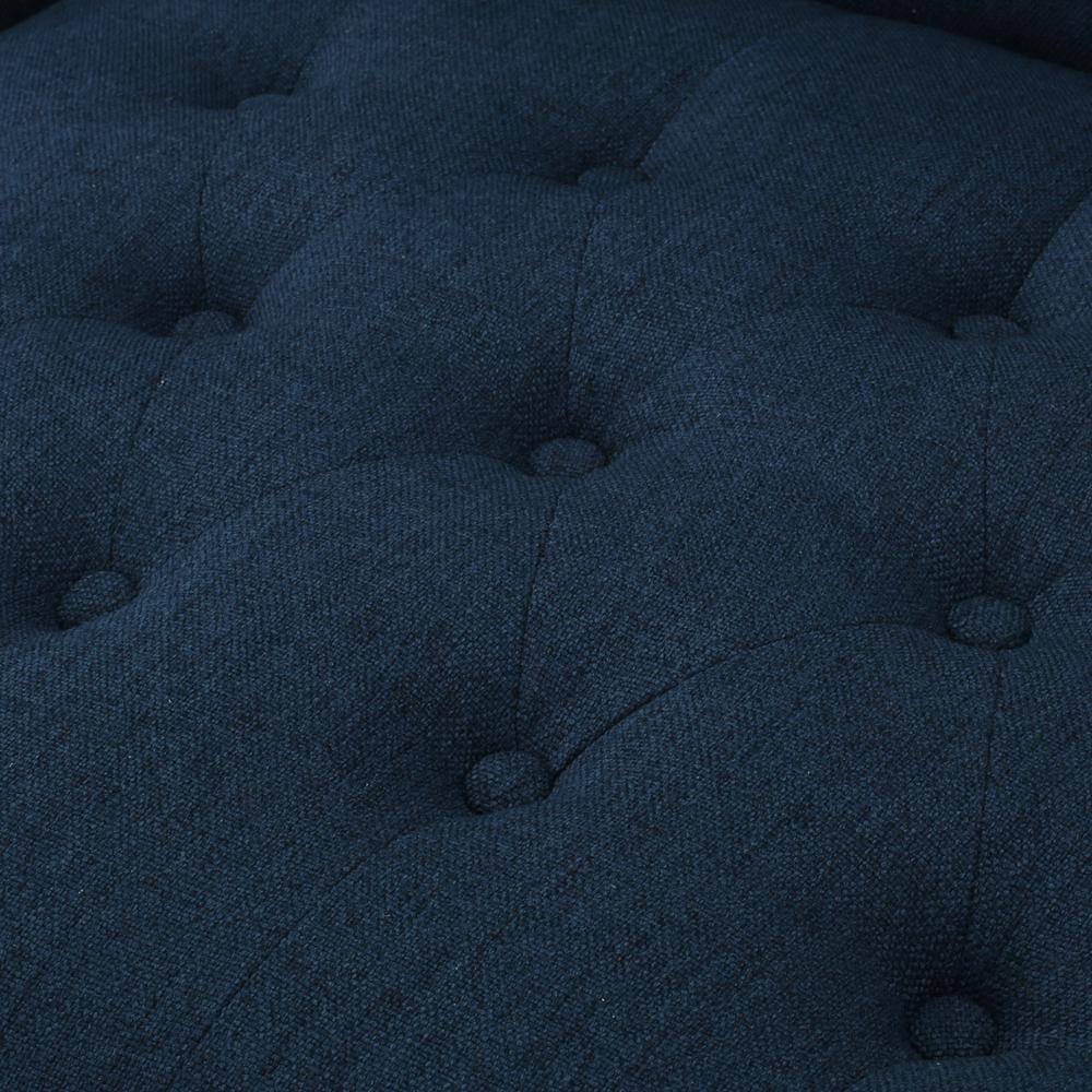 Toddman High Back Blue Tufted Accent Chair with Wood Legs