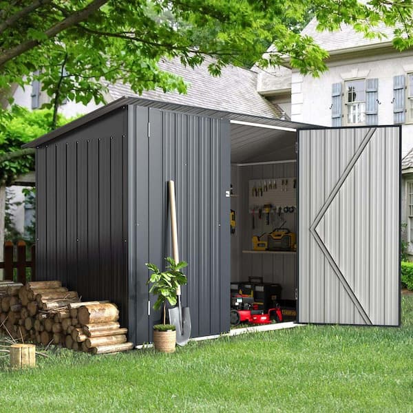 Runesay 7.14 ft. W x 3.17 ft. D Dark Gray Metal Shed with 2-Large