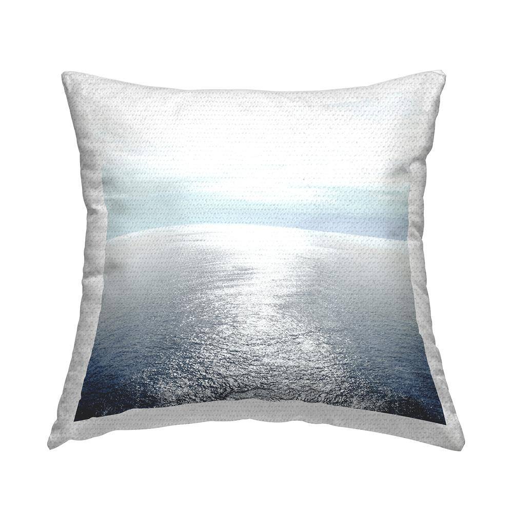 Sunlit Ocean Horizon Scenery Blue Square Outdoor Throw Pillow price history on PriceWatchPro