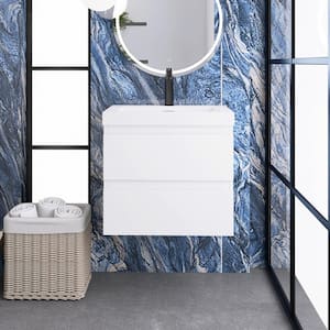 24 in. W x 20 in. D x 22.5 in. H Single Sink Bathroom Vanity Side Cabinet in High Gloss White Cultured Marble Top