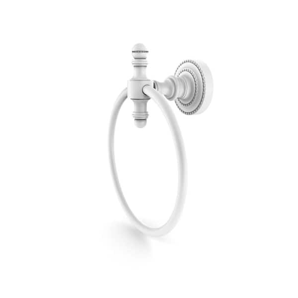 Allied Brass Retro Dot Collection Wall Mounted Towel Ring in Matte White