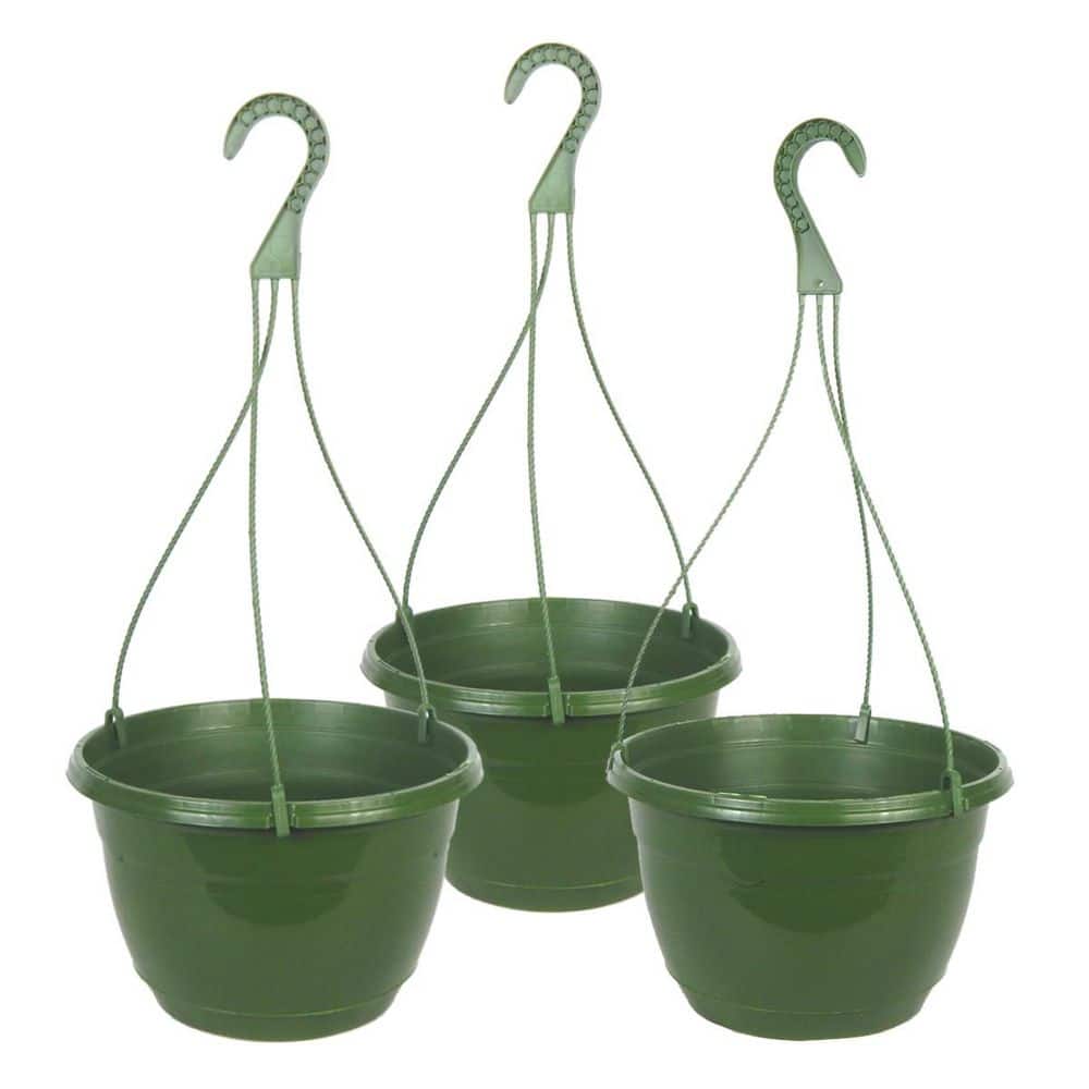 Medium 10.5 in. Green Plastic Round Indoor/outdoor Hanging Basket (3-Pack) price history on PriceWatchPro