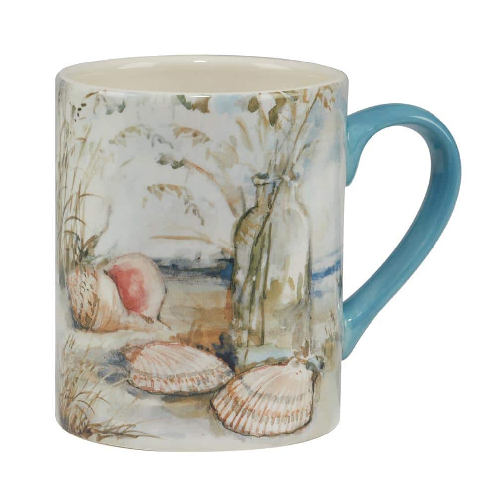 Set of 4 Blue Coastal Ceramic 16oz Mugs