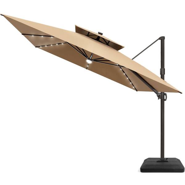 Hampton Bay 11 ft. Cantilever Solar LED Offset Outdoor Patio Hampton Bay 11 ft. Cantilever Solar LED Offset Outdoor Patio