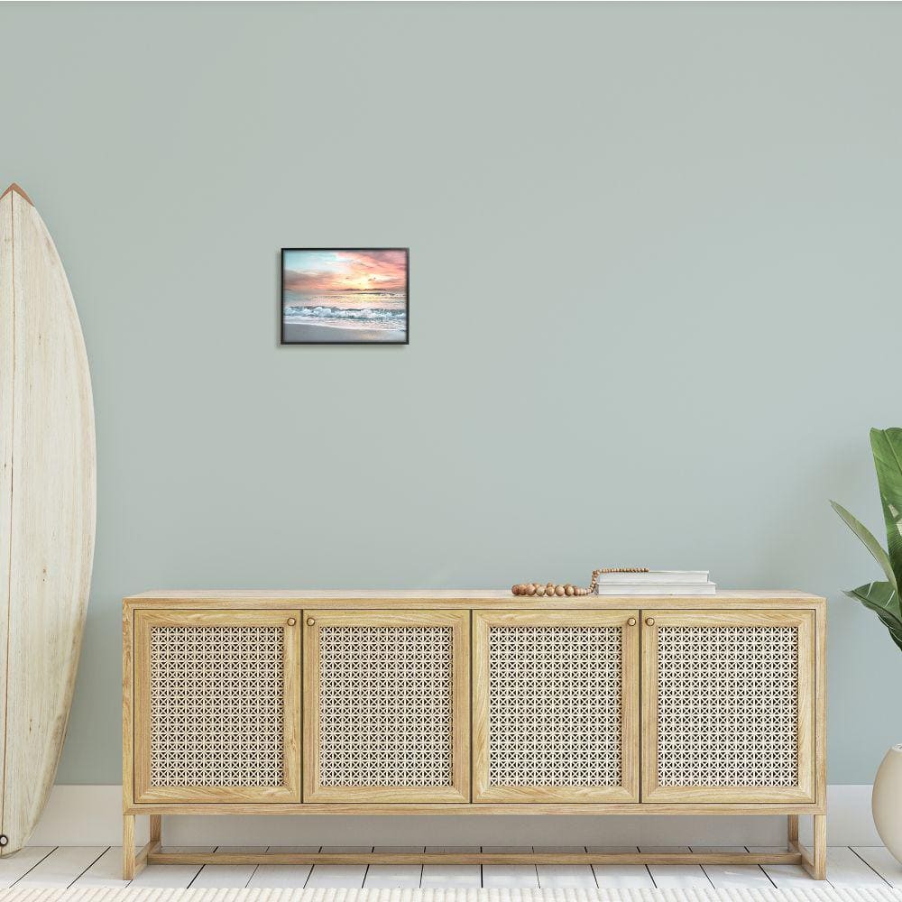 Morning Sunrise Beach Landscape Framed Canvas Print, 14 x 11