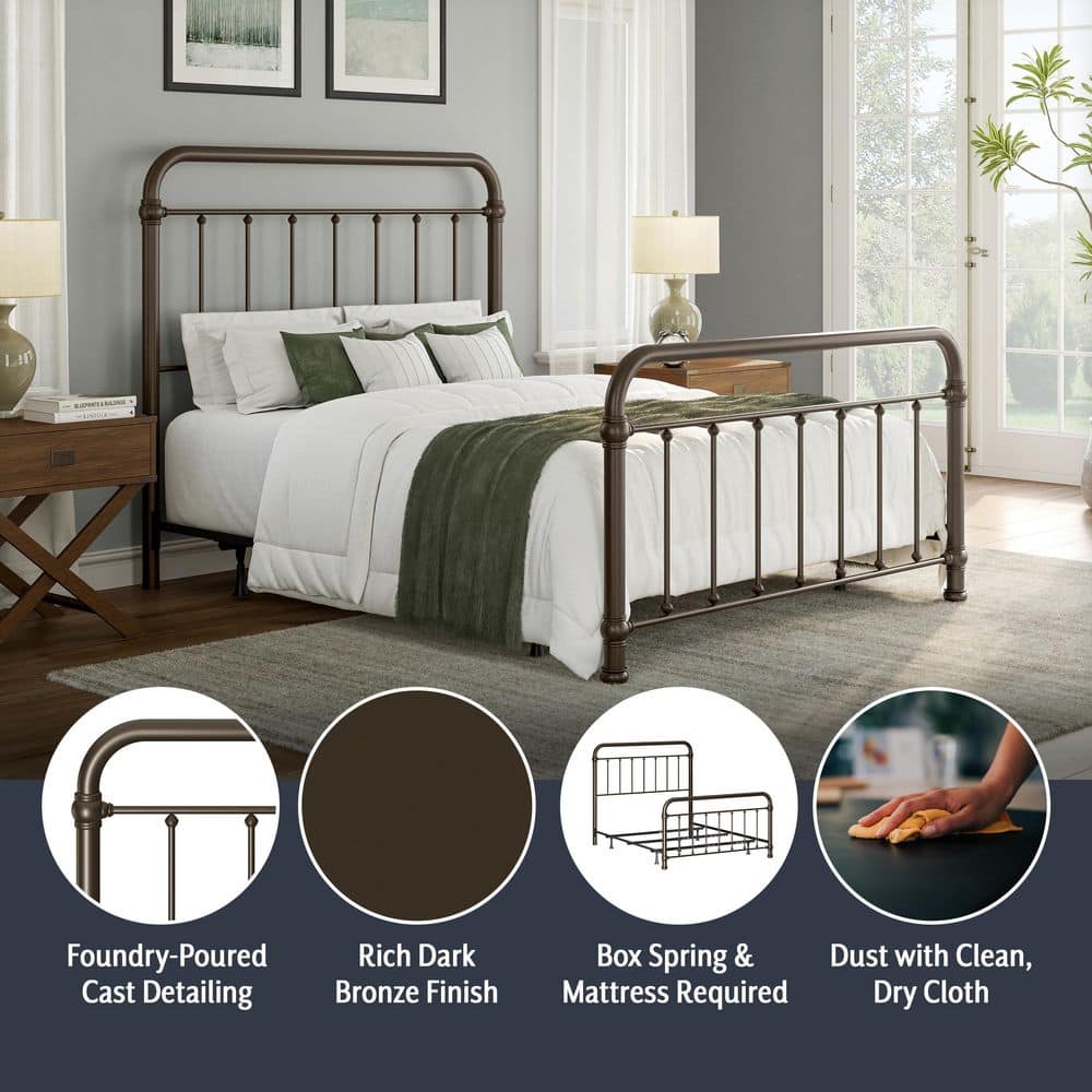 Kirkland Bronze Queen Bed with Bed Frame - thumbnail 7