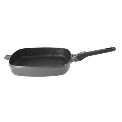GEM Stay Cool 11 in. Cast Aluminum Nonstick Grill Pan in Gray