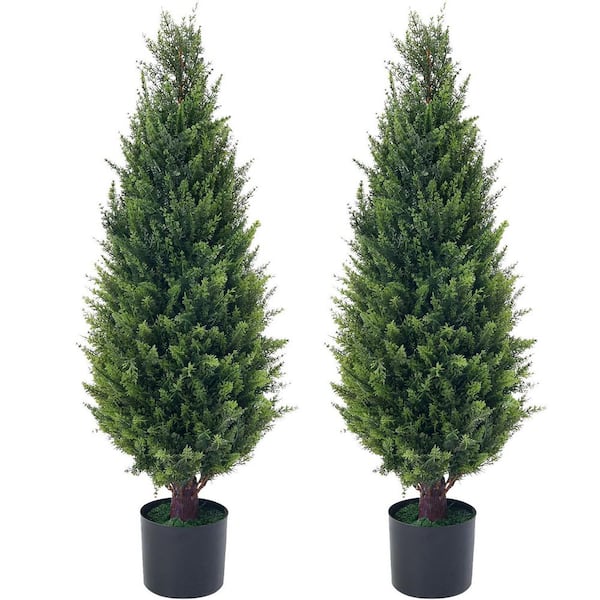 Afoxsos 37.00 in. H Artificial Cypress Tree with Planter for Indoor and Outdoor Decoration