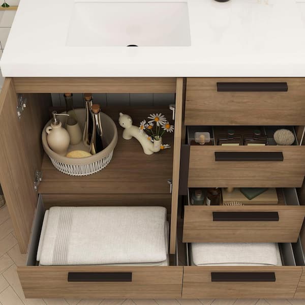 BALCONY アイボリー 36 Virubi 36 in. W Single Sink Bath Vanity in White with White