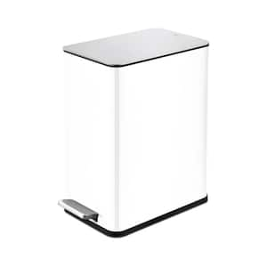 2.6 Gal. Bright White Stainless Steel Trash Can, Step-on, Slim Shape