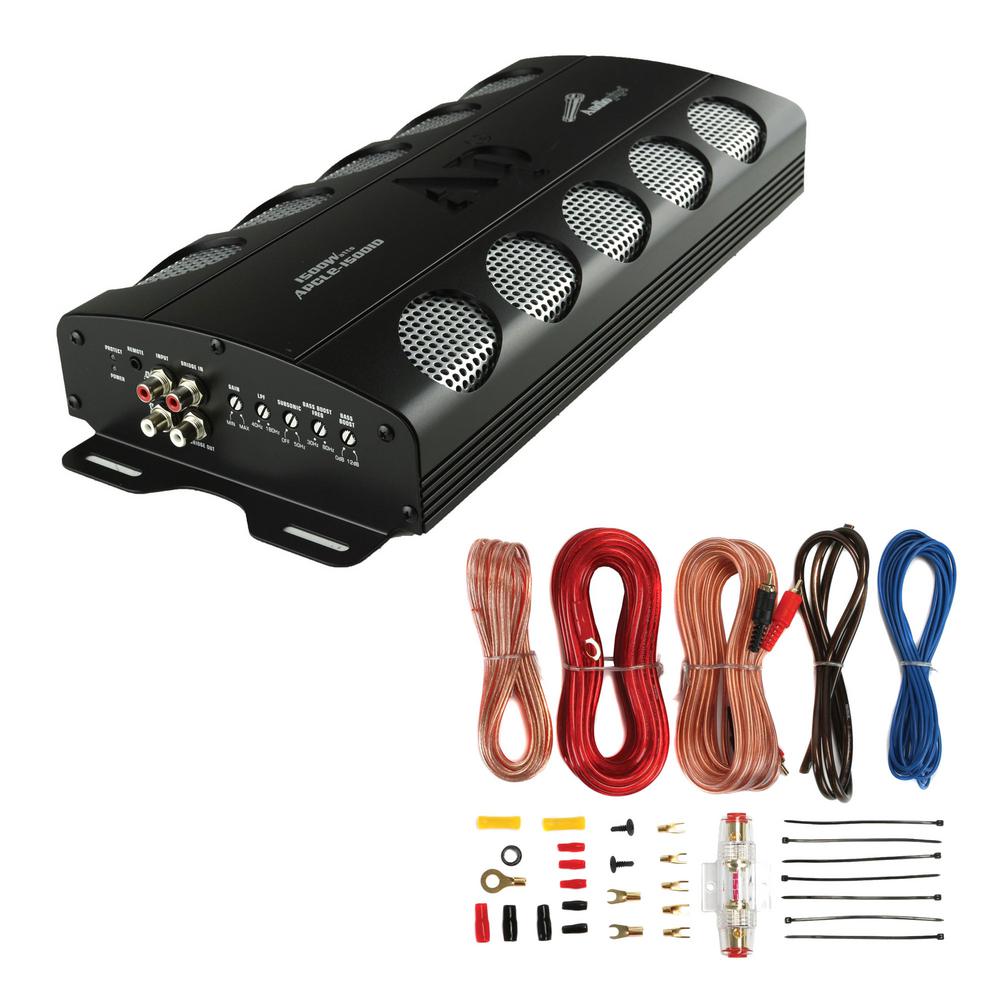 1500-Watt Class D 1 Ohm Car Audio Mono Amplifier Plus Wiring Kit