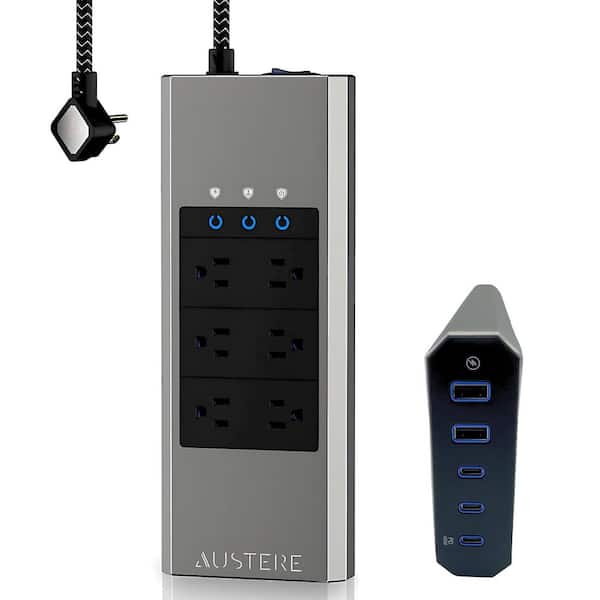 VII Series Power 6 ft. 6-Outlet 2 USB-A and 3 USB-C Ports Surge Protector Power Strip