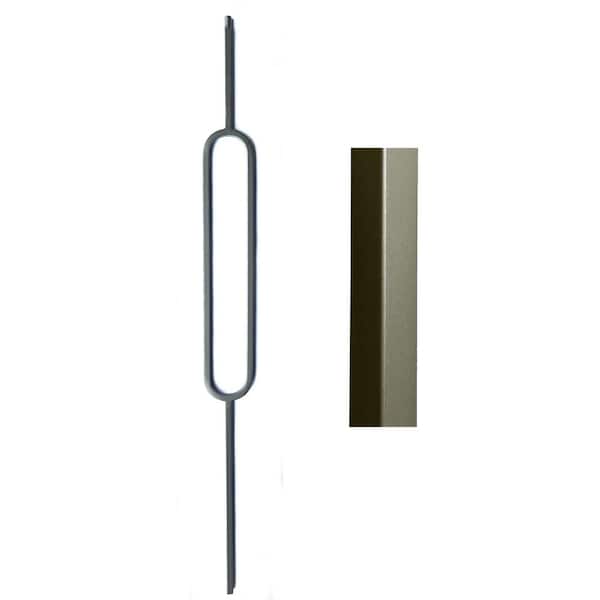 Atlas Stair Parts 44 in. W. x 1/2 in. Ash Grey Large Oval with Sq. Base Hollow Wrought Iron Stair Baluster