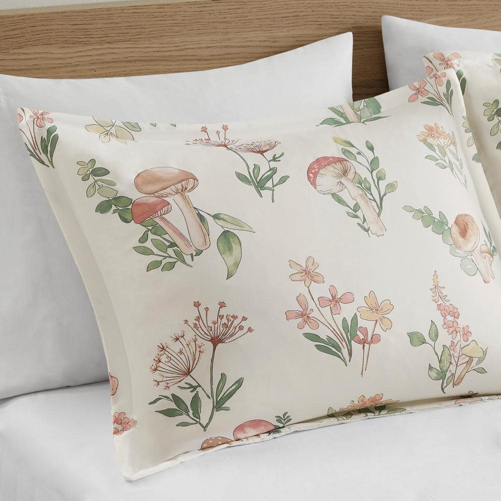 Twin Green Microfiber Mushroom Garden Comforter Set