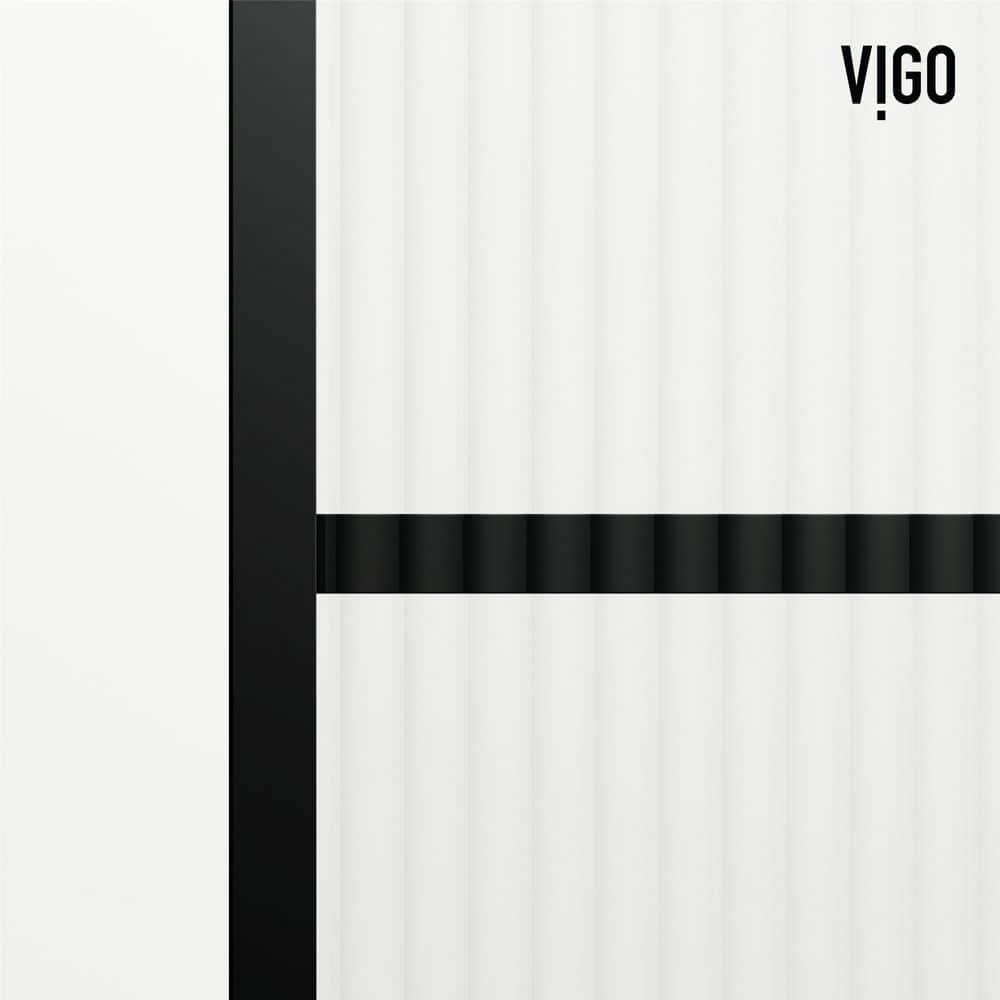 Divide 34" W x 74" H Matte Black Fluted Glass Shower Screen