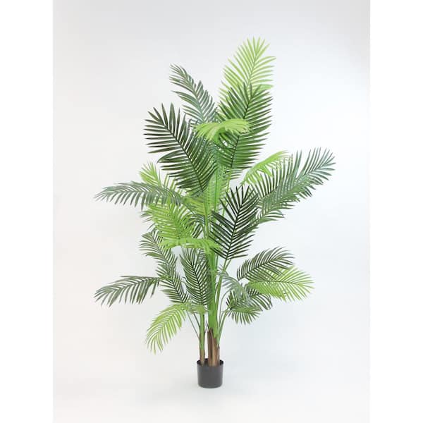 Unbranded 84 in. Artificial Green Areca Palm Tree in Black Drop in Pot