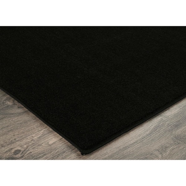 Palmer Plush 3 ft. x 5 ft. Black Washable Non Slip Solid Color Area Rug
