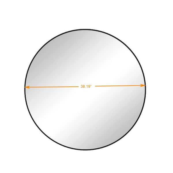 38 in. W x 38 in. H Black Round Metal Framed Wall Mirror, Circular Vanity Mirror for Bathroom, Living Room