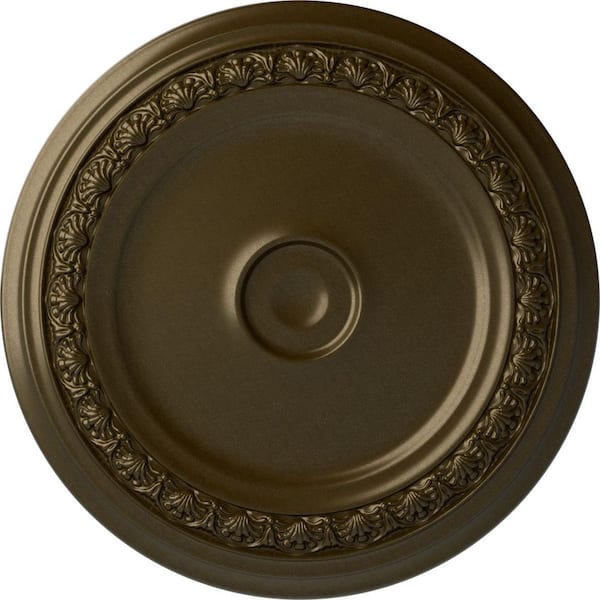 Ekena Millwork 31-1/8" x 1-1/2" Carlsbad Urethane Ceiling Medallion (Fits Canopies up to 5-1/2"), Brass