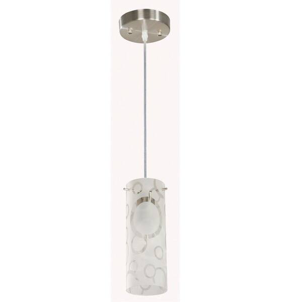 Hampton Bay 1-Light Brushed Nickel Mini Pendant with Bubble Pattern Etched White Glass