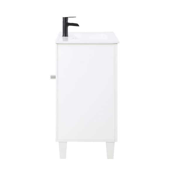 Hyde 36 in. W x 18.25 in. D x 34.75 in. H Bath Vanity in White with White Ceramic Top