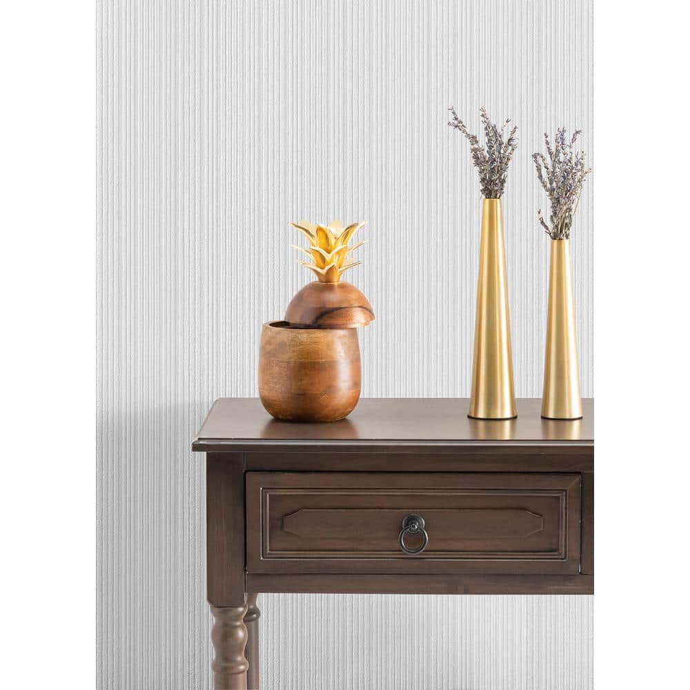 Samuel White Textured Stripe Paintable Vinyl Wallpaper